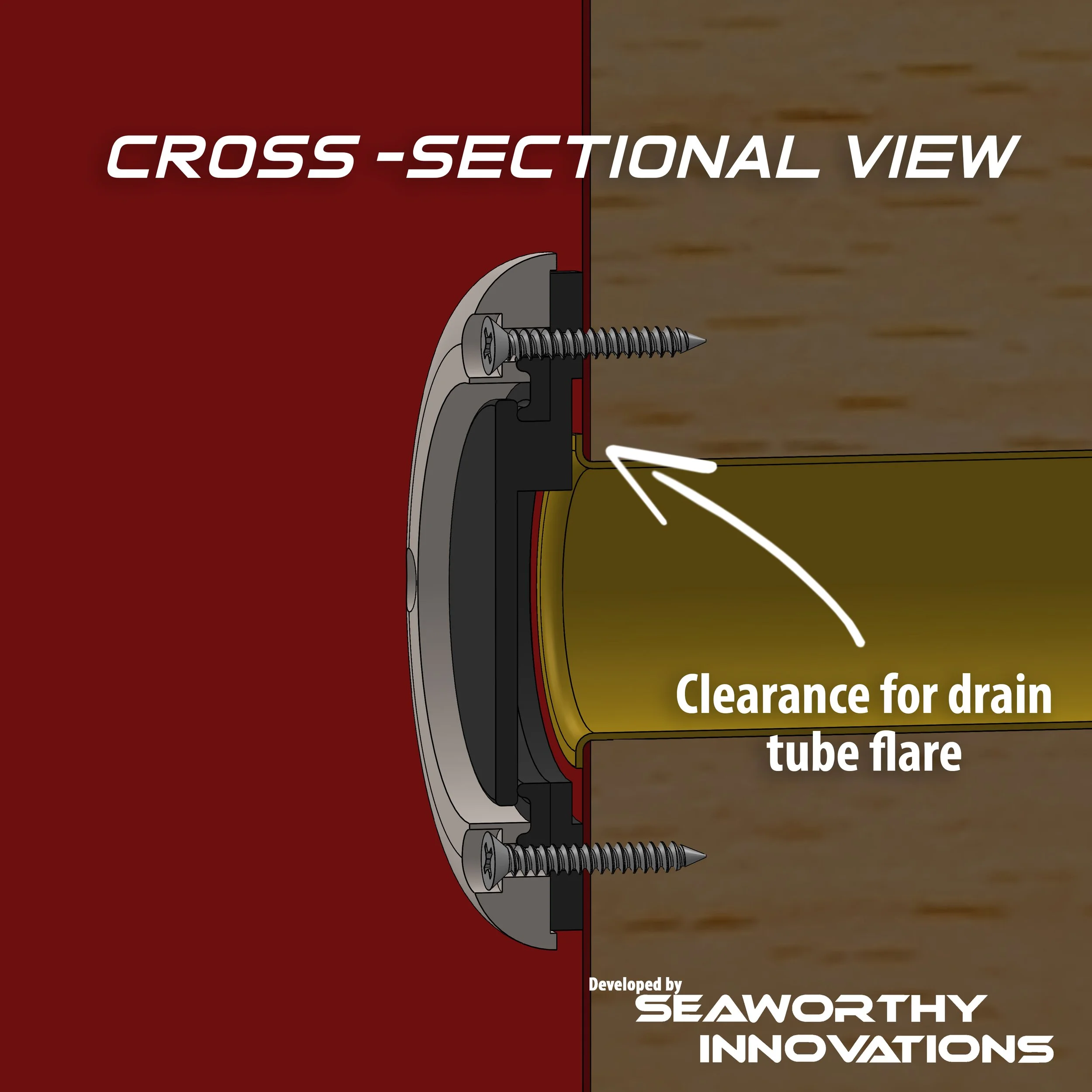 SW1109 - Screw Mount Scupper with Elastomer Flapper — Seaworthy